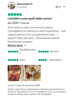 Recensione 2 Tripadvisor Osteria del Tortellino Ristoranti senza glutine Modena
