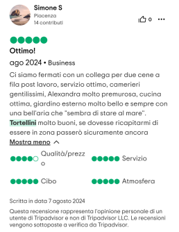 Recensione 6 Tripadvisor Osteria del Tortellino Ristoranti senza glutine Modena